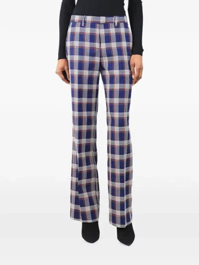 Pre-owned Etro Plaid Trousers In Blue