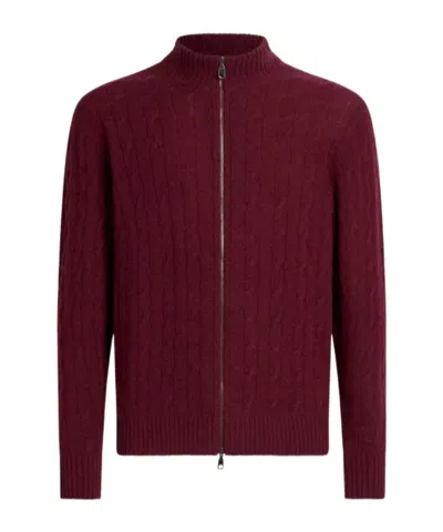 Etro Plain-coloured Cashmere Cardigan In Burgundy