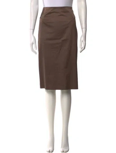 Pre-owned Etro Pleated Accents Knee-length Skirt In Brown