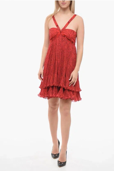 Etro Pleated Dress With Paisley Print In Red