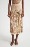 Etro Pleated Floral Midi Sweater Skirt In Multi