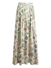 Etro Pleated Floral-motif Maxi Skirt In Gray