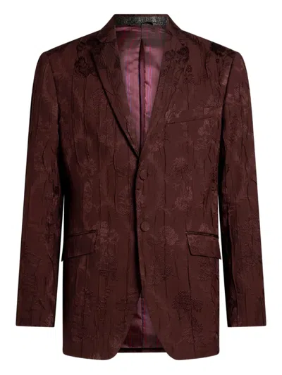 Etro Pleated Floral-pattern Jacket In Brown