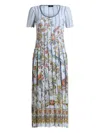 Etro Pleated Floral-print Midi Dress In Blue
