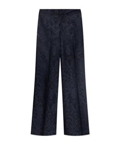 Etro Damask-pattern Straight Trousers In Black