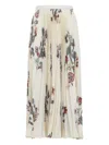 Etro Pleated Midi Skirt With Floral Print In Neutral