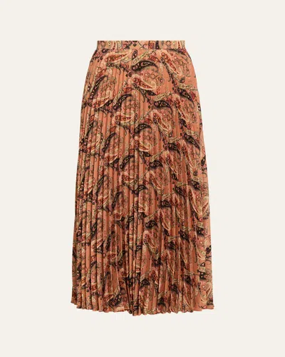 Etro Pleated Paisley Maxi Skirt In Pink