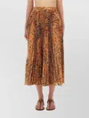 Etro Midi Paisley-print Pleated Skirt In Brown