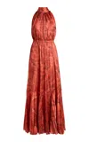 Etro Pleated Patterned Maxi Dress In Red