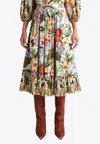 Etro High-rise Floral Cotton Midi Skirt In Multicolor