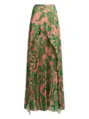 Etro Pleated Maxi Skirt With Ruffles In Multi