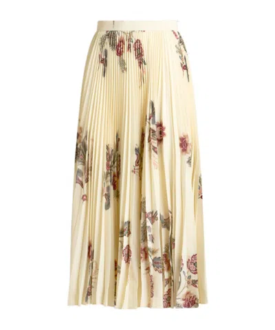 Etro Pleated Sable Skirt With Print In Yellow