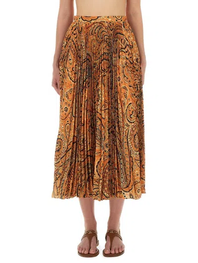 ETRO ETRO PLEATED SABLÉ SKIRT WITH PRINT
