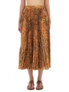 Etro Midi Paisley-print Pleated Skirt In Yellow