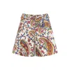 Etro White Floral Paisley-pattern Stretch Cotton Shorts In White