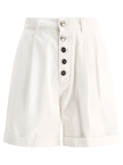 Etro Pleated Shorts With Buttons In White