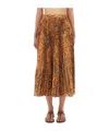Etro Midi Paisley-print Pleated Skirt In Brown
