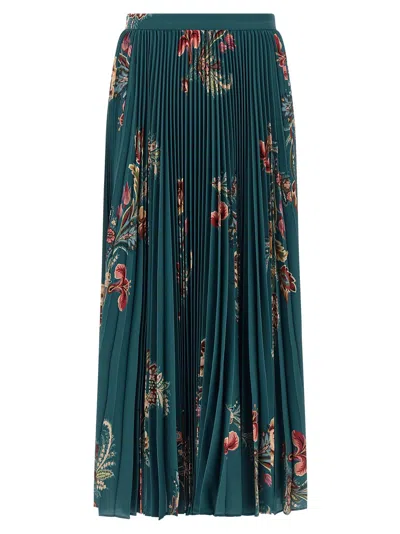 Etro Pleated Skirt Skirts Multicolor In Green
