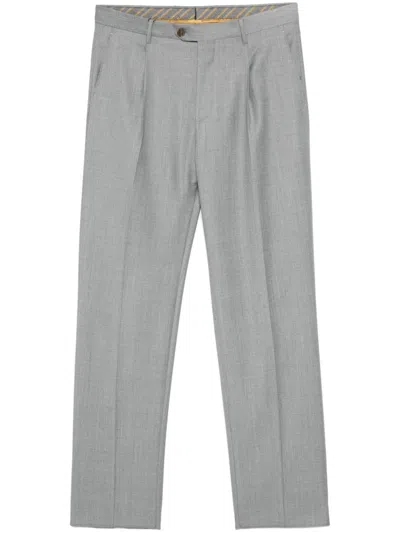 Etro Pleated Tapered Trousers In Grey