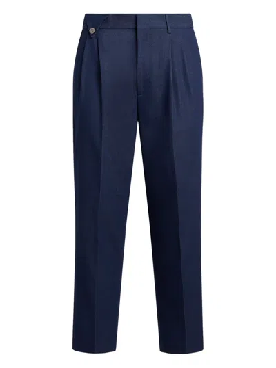 Etro Pleated Trousers In Blue