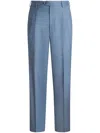 Etro Wool Trousers With Pleats In Blue