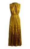 Etro Pleated Wool-blend Midi Dress In Yellow