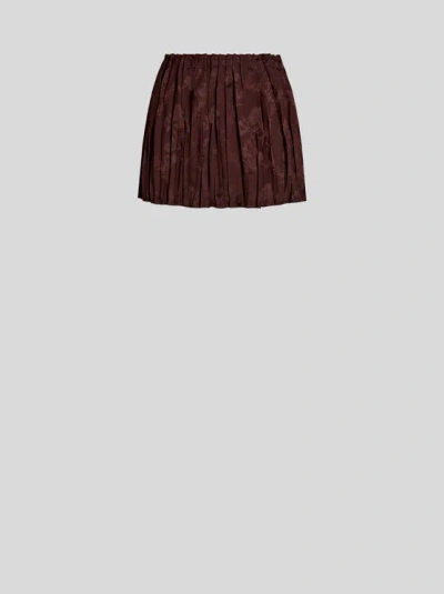ETRO , PLEATED WOOL-BLEND MINI SKIRT, WOMAN, BURGUNDY, SIZE 44