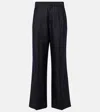 Etro Grey Wide Pants With Concealed Closure In Wool Blend Woman In Blue