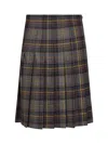 Etro Pleated Wool Check Skirt In Multi
