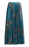 Etro Plissé Crepe Midi Skirt In Blue