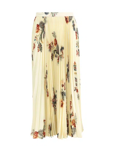 Etro Floral Print Pleated Midi Skirt In Neutral