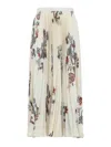 Etro Pleated Midi Skirt With Floral Print In Gray