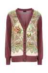 Etro Plum Cotton Blend Cardigan In Red