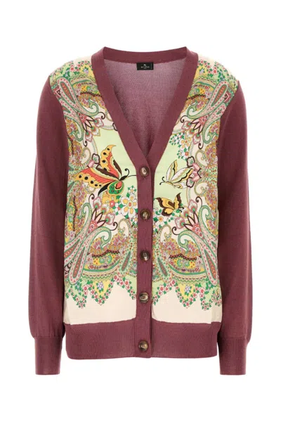 Etro Plum Cotton Blend Cardigan
