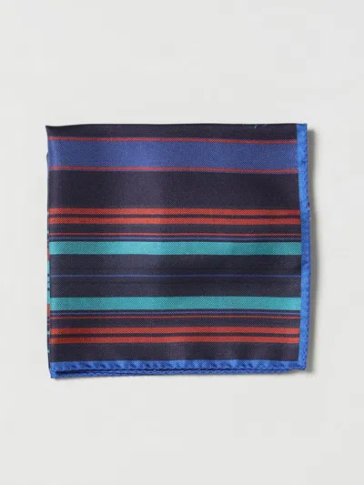 Etro Pochette In Silk With Double Print In Blue