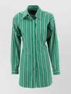 Etro Pocketed Collared Striped Long Sleeve Top