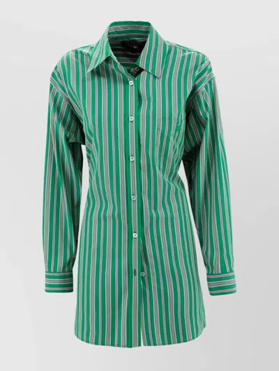 ETRO POCKETED COLLARED STRIPED LONG SLEEVE TOP