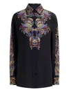 Etro Pointed Collar Silk Shirt In Black