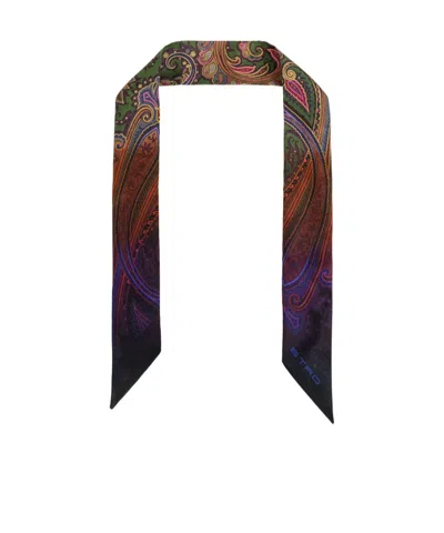 Etro Pointed-tip Silk Scarf In Multi