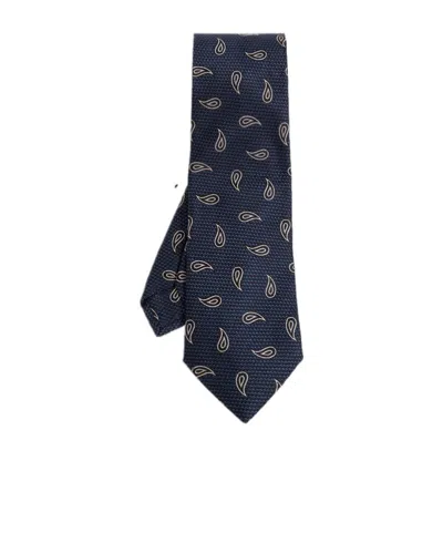 Etro Paisley-print Silk Tie In Blue