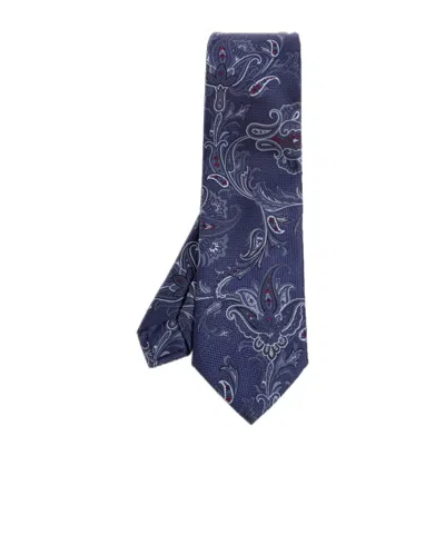 Etro Paisley Silk Tie In Blue