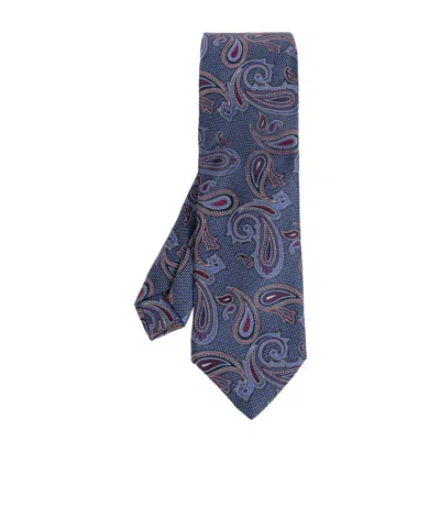 Etro Paisley Silk Tie In Blue