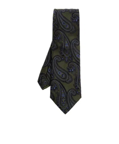 Etro Paisley-print Silk Tie In Green