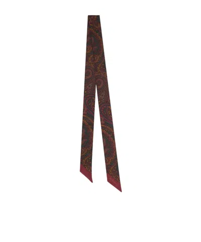 Etro Pointed-tip Silk Scarf In Red