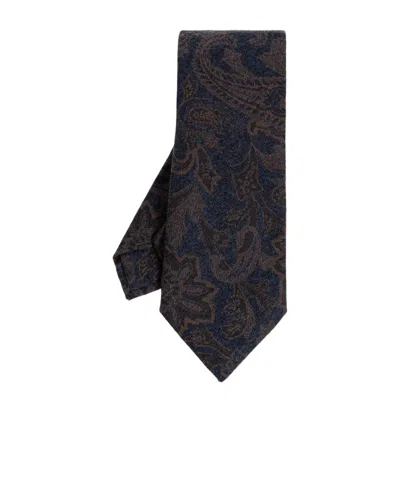 Etro Paisley-patterned Silk Tie In Brown