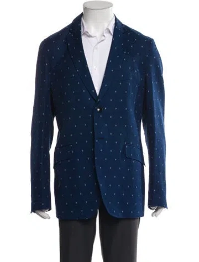 Pre-owned Etro Polka Dot Print Blazer In Blue