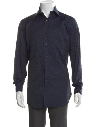 Pre-owned Etro Polka Dot Print Long Sleeve Dress Shirt In Gray