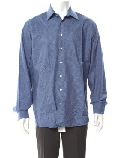 Pre-owned Etro Polka Dot Print Long Sleeve Shirt In Blue