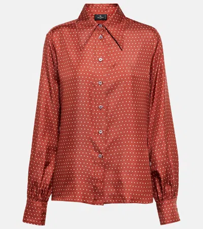 Etro Polka-dot Silk Shirt In Red