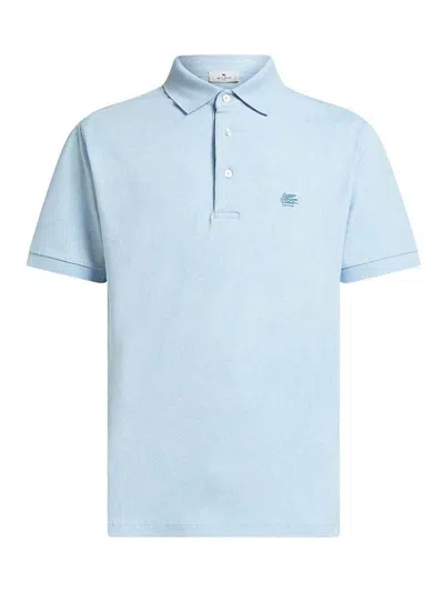 Etro Printed Roma Light Blue Cotton Polo